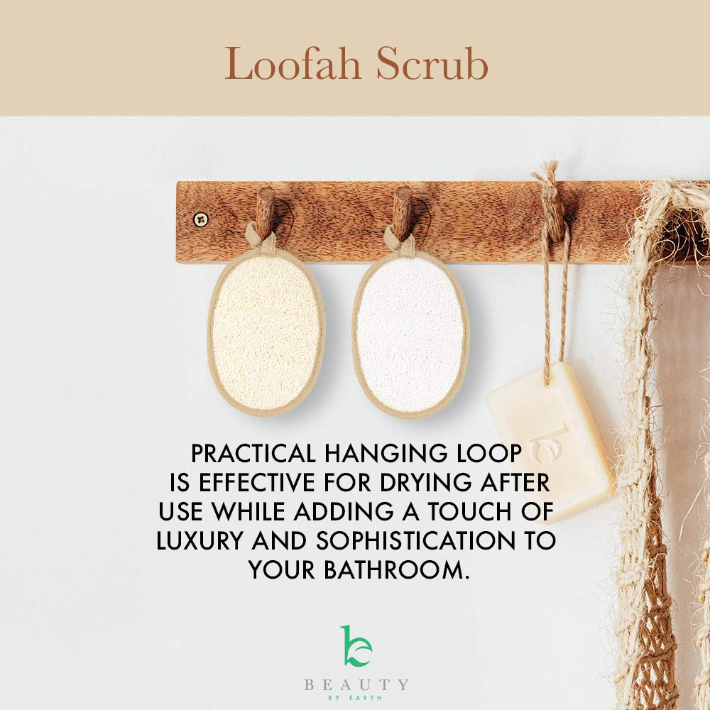 Exfoliating Loofah Sponge Body Scrubber - Pack of 2 Natural Loofah Sponges, Shower Body Exfoliator Scrubbing Pads for Removing Dead Skin