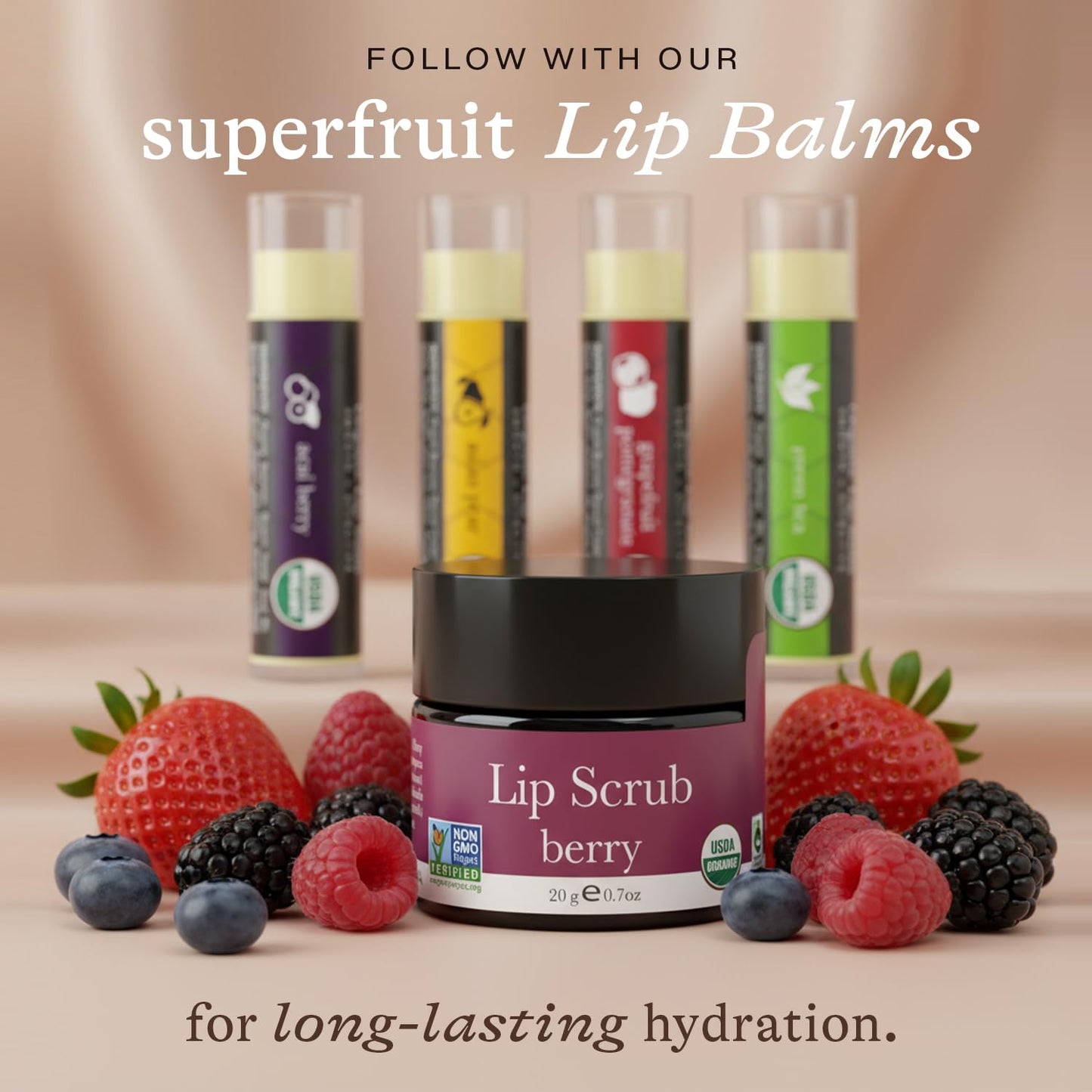 USDA Organic Lip Scrub Vanilla - USA Made with Natural Ingredients, Moisturizing Scrub Exfoliator for Dry Lips, Lip Sugar Scrubber Exfoliator for Smooth Lips, Small Beauty Gifts