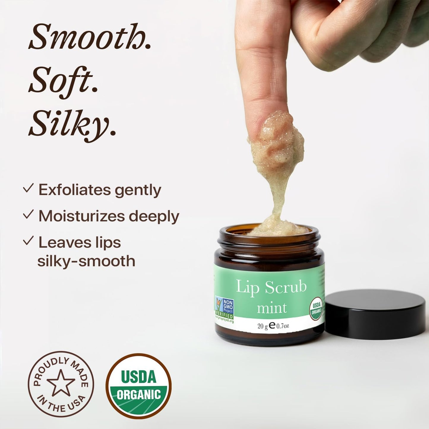 USDA Organic Lip Scrub Vanilla - USA Made with Natural Ingredients, Moisturizing Scrub Exfoliator for Dry Lips, Lip Sugar Scrubber Exfoliator for Smooth Lips, Small Beauty Gifts