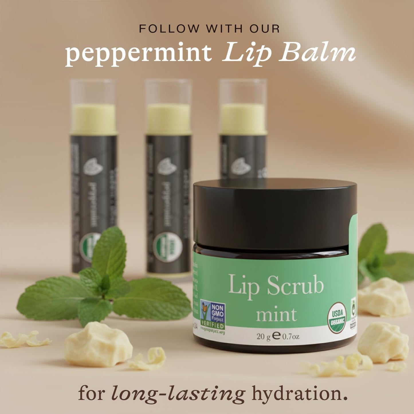 USDA Organic Lip Scrub Vanilla - USA Made with Natural Ingredients, Moisturizing Scrub Exfoliator for Dry Lips, Lip Sugar Scrubber Exfoliator for Smooth Lips, Small Beauty Gifts
