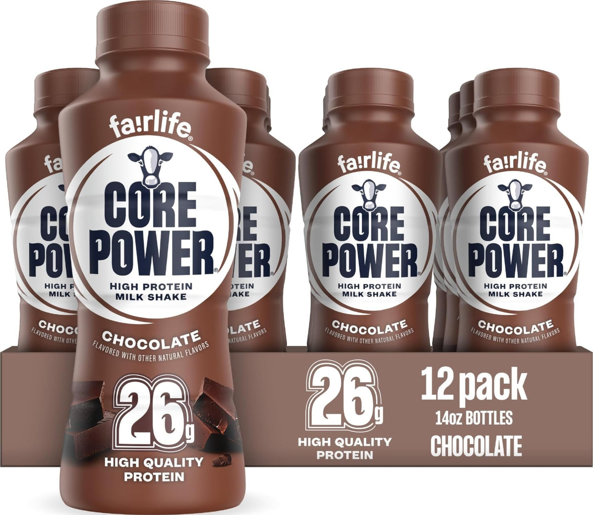 Core Power Protein Shake, Vanilla, 26g Bottle, 14oz, 12 Pack