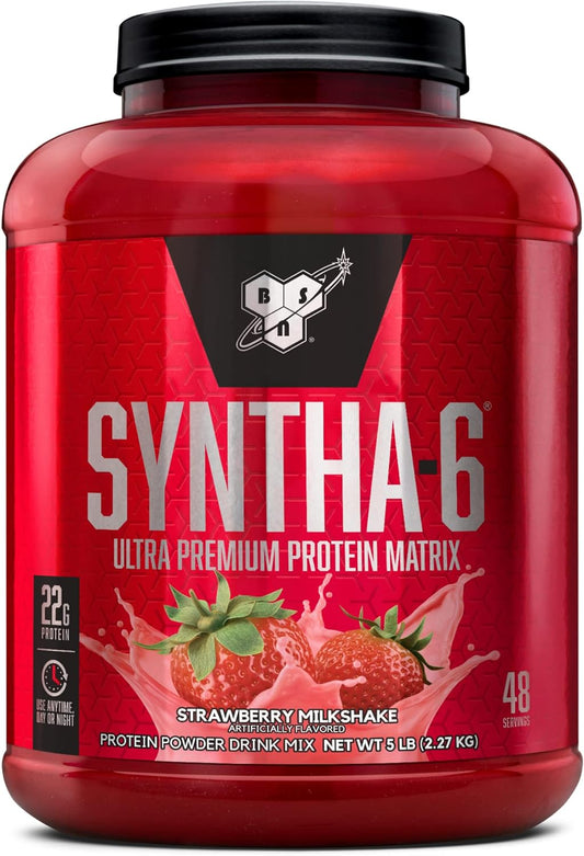 BSN SYNTHA-6 Premium Protein Powder, Strawberry Milkshake, 48 Servings