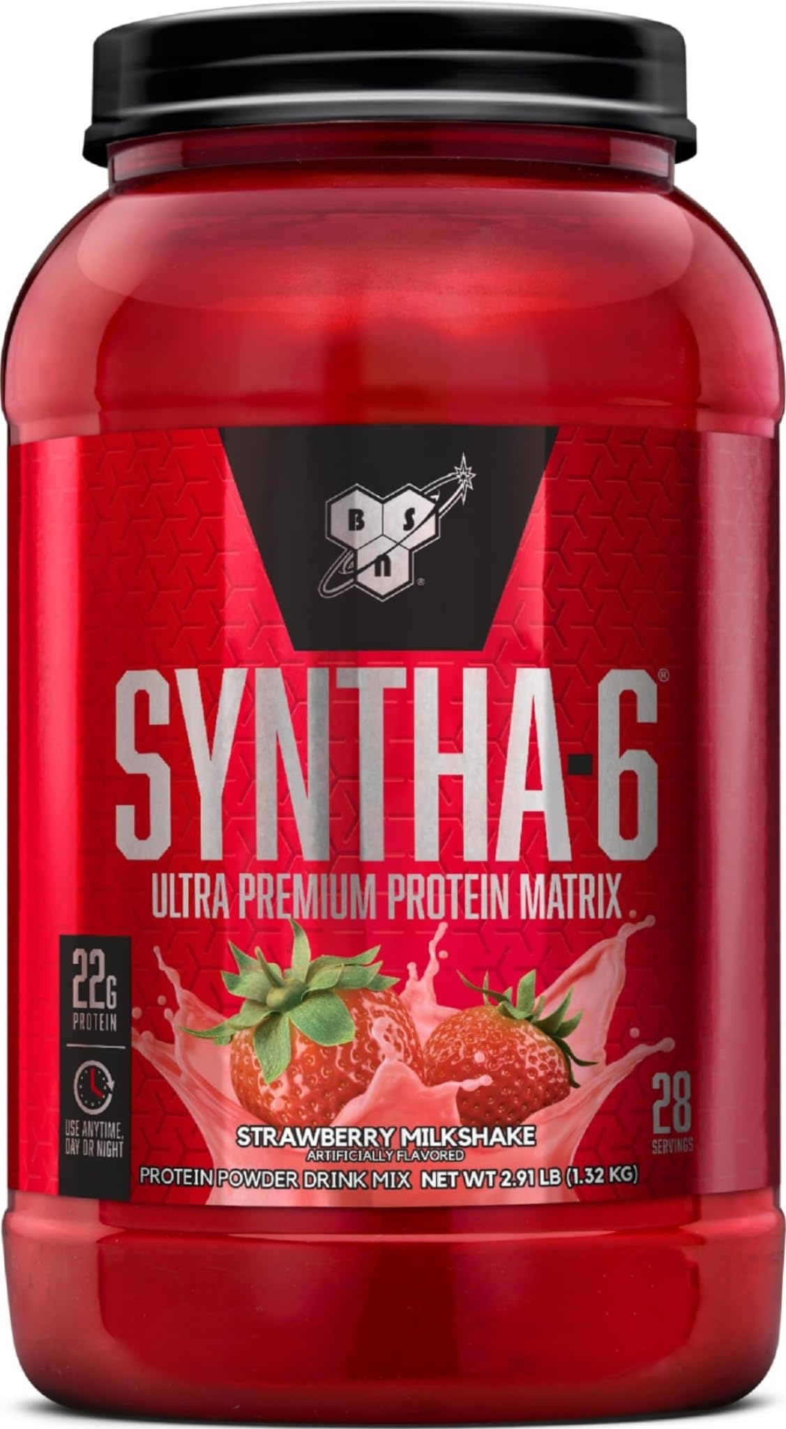 BSN SYNTHA-6 Premium Protein Powder, Strawberry Milkshake, 48 Servings