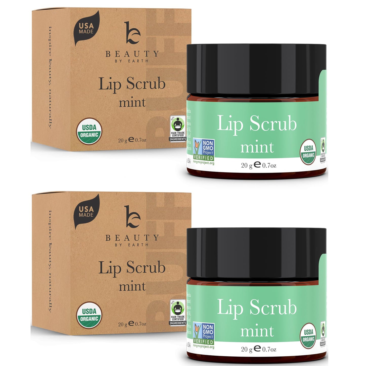 USDA Organic Lip Scrub Vanilla - USA Made with Natural Ingredients, Moisturizing Scrub Exfoliator for Dry Lips, Lip Sugar Scrubber Exfoliator for Smooth Lips, Small Beauty Gifts