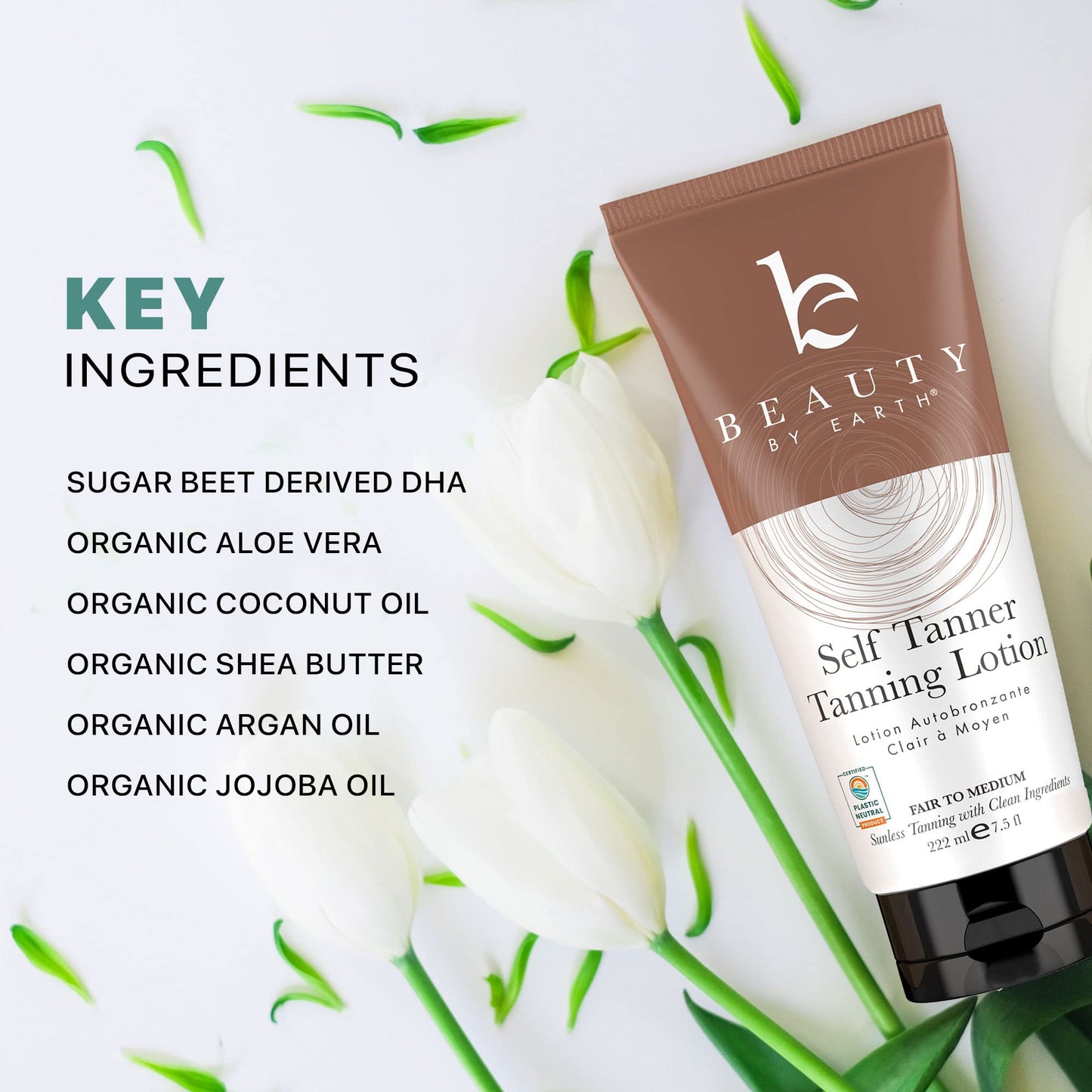 Self Tanner Face & Body - With Organic Aloe Vera & Shea Butter, Sunless Tanning Lotion, Bronzer Buildable Light, Medium or Dark Tan, Fake Tan Self Tanners Best Sellers, 7.5oz (body) 3oz (face)