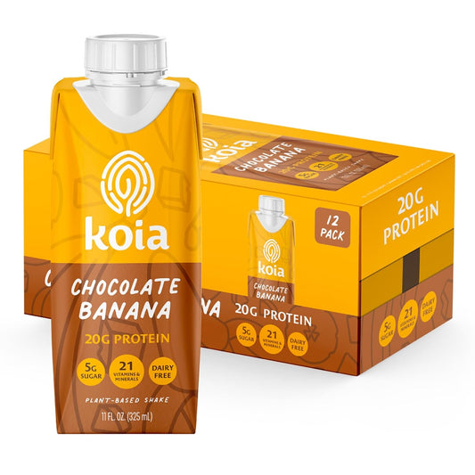 Koia Plant-Based Protein Shake, Chocolate Banana, 11 Fl Oz (Pack of 12)