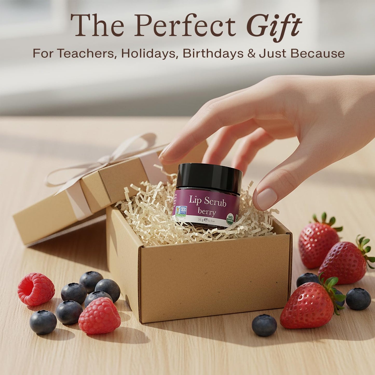 USDA Organic Lip Scrub Vanilla - USA Made with Natural Ingredients, Moisturizing Scrub Exfoliator for Dry Lips, Lip Sugar Scrubber Exfoliator for Smooth Lips, Small Beauty Gifts