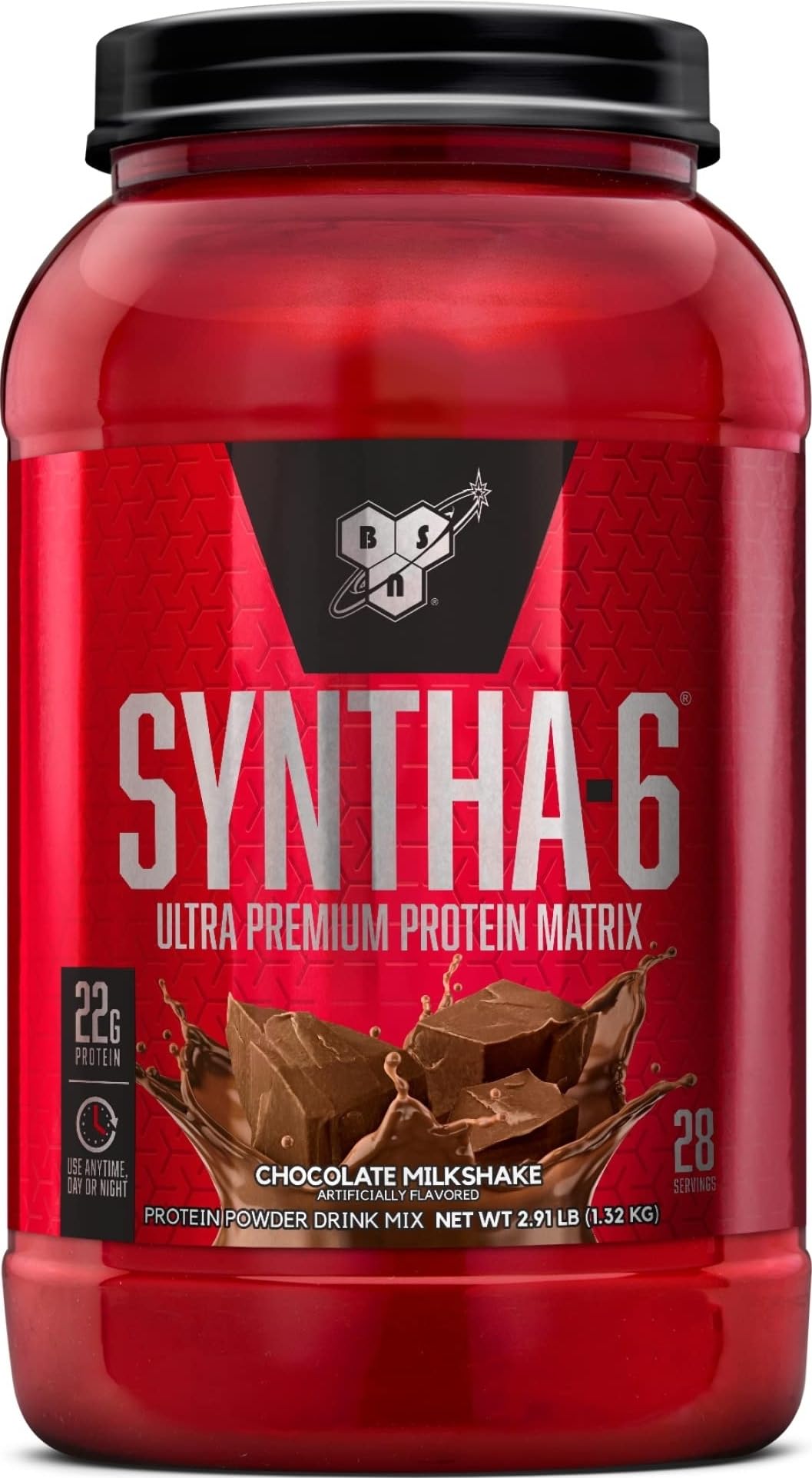 BSN SYNTHA-6 Premium Protein Powder, Strawberry Milkshake, 48 Servings