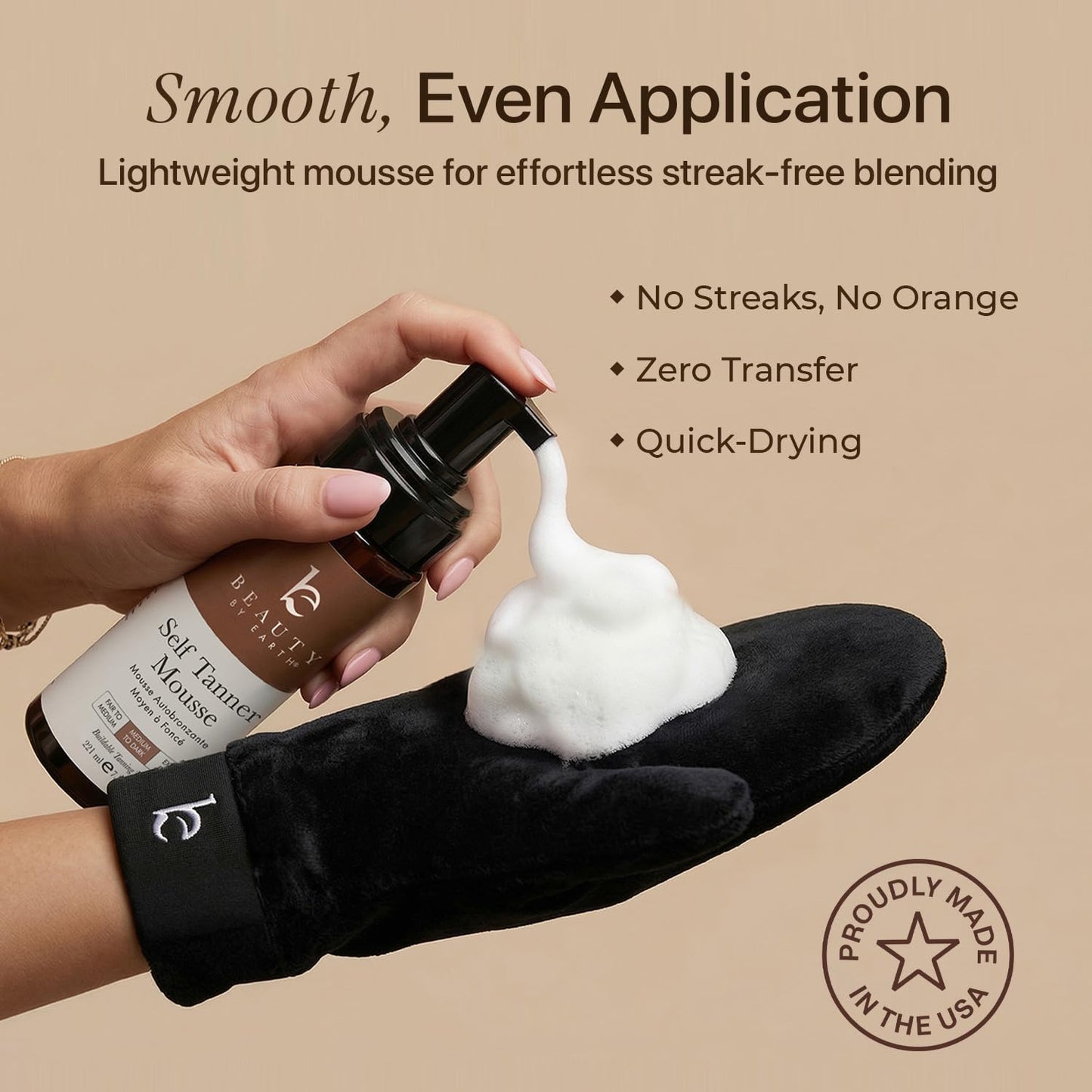 Self Tanner Tanning Mousse Kit - USA Made with Natural & Organic Ingredients, Tan Kit with Kabuki Brush & Mitt, Tanning Foam for Fake Tan, Non Toxic Sunless Tanner, Self Tanners Best Sellers
