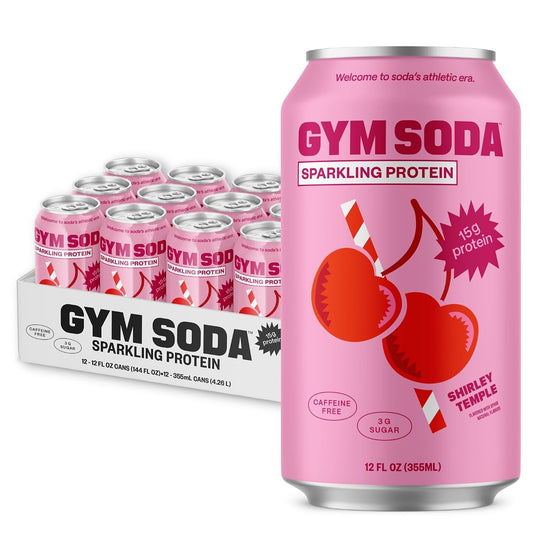 Gym Soda Sparkling Clear Protein Drink, 15g Protein, 12pk, Shirley Temple