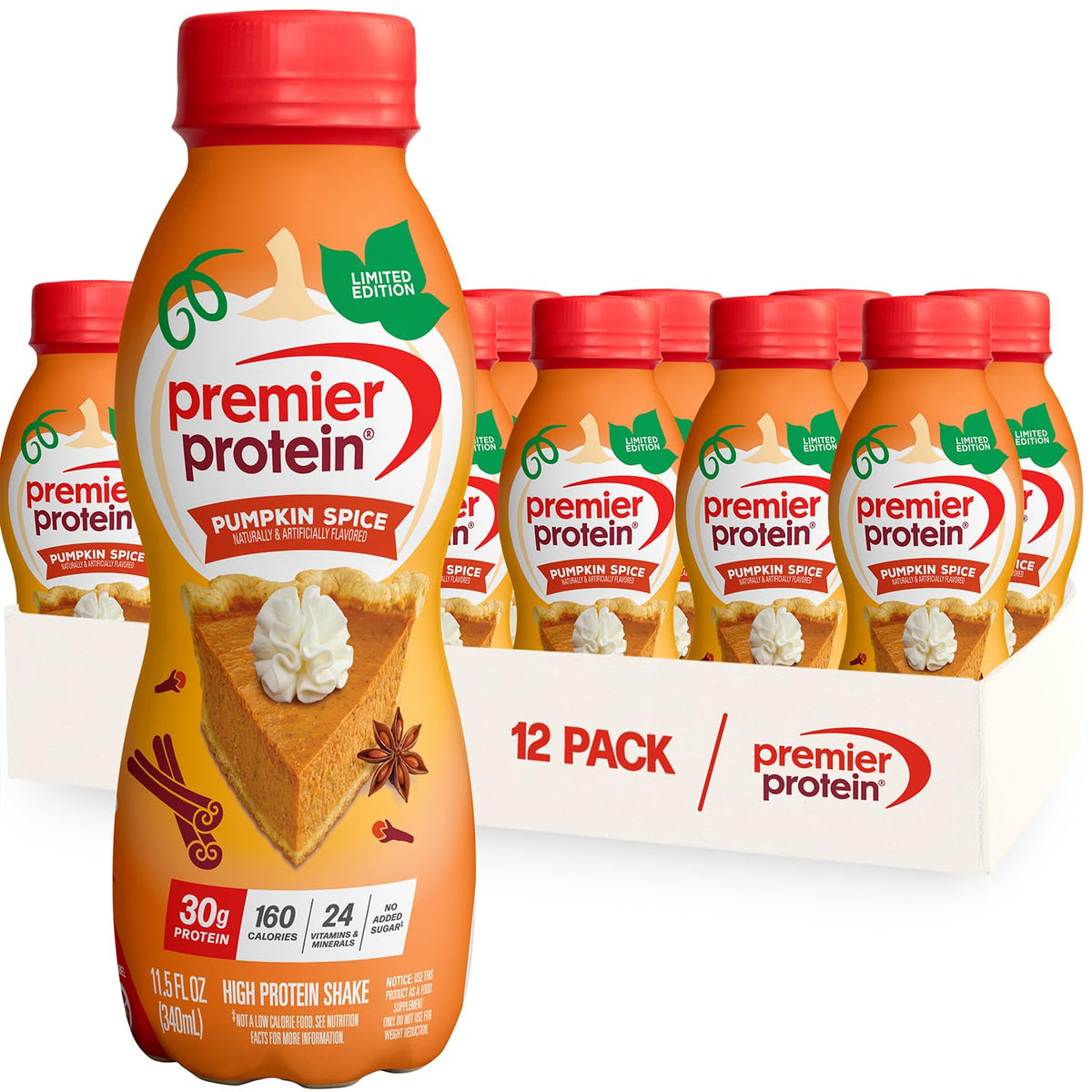 Premier Protein LIMITED EDITION 30g Shake, Pumpkin Spice, 12 Pack