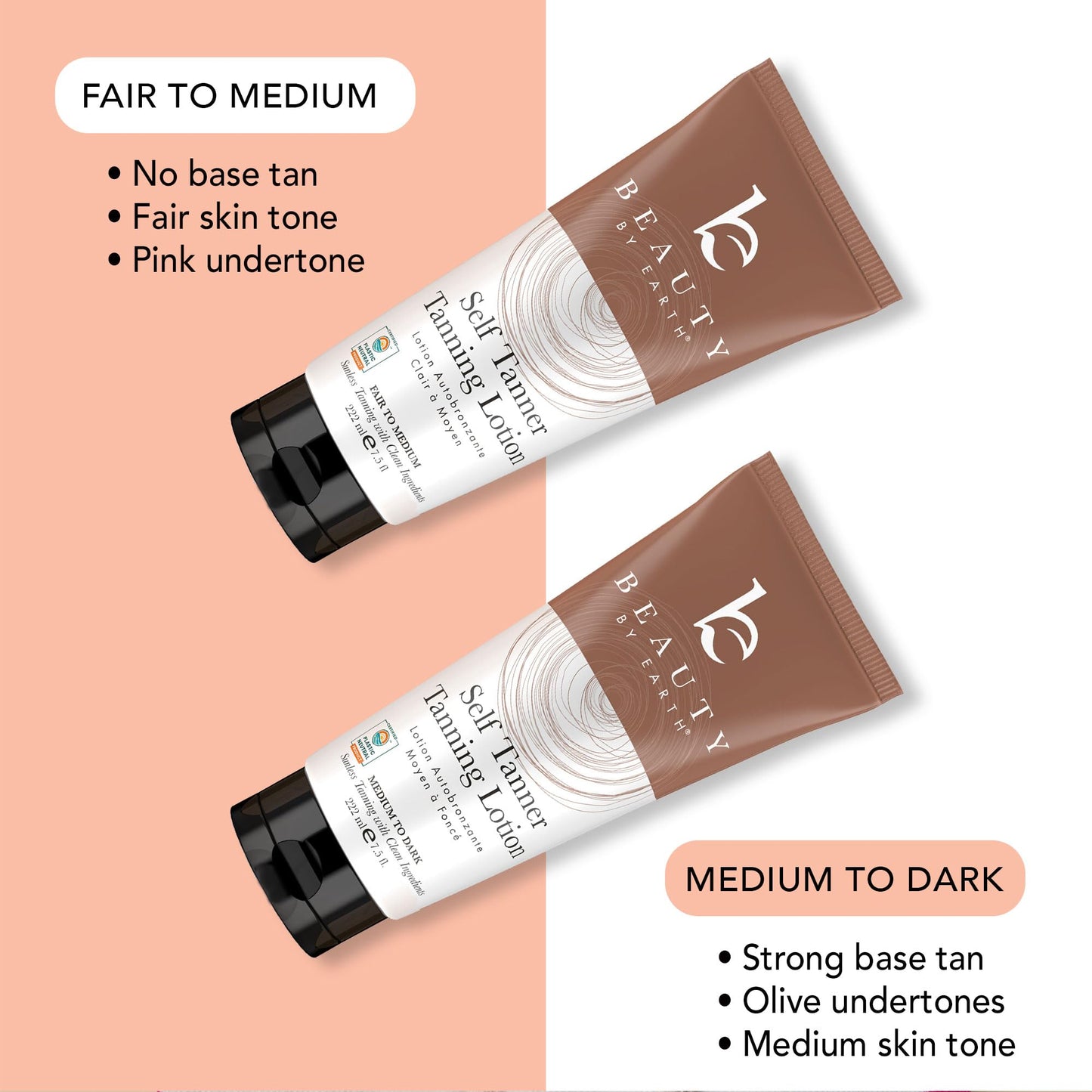 Self Tanner Face & Body - With Organic Aloe Vera & Shea Butter, Sunless Tanning Lotion, Bronzer Buildable Light, Medium or Dark Tan, Fake Tan Self Tanners Best Sellers, 7.5oz (body) 3oz (face)