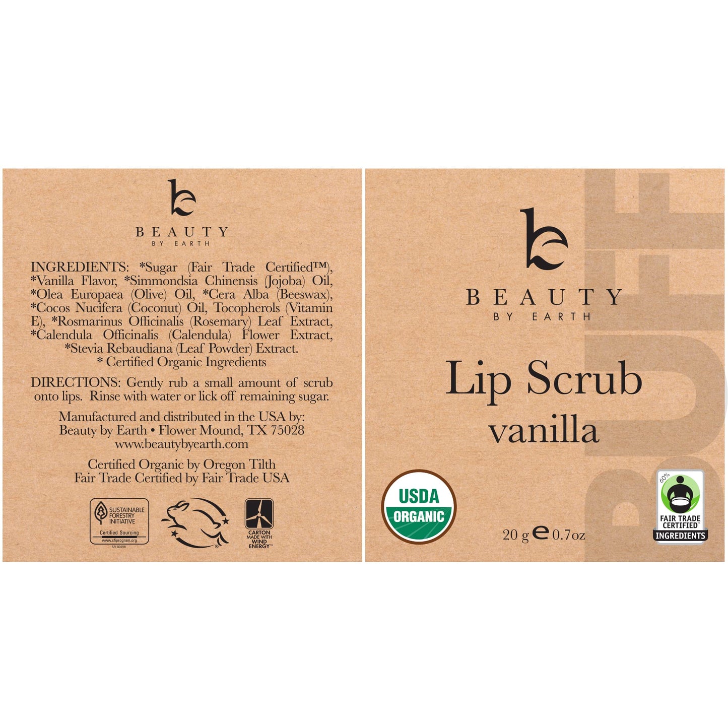 USDA Organic Lip Scrub Vanilla - USA Made with Natural Ingredients, Moisturizing Scrub Exfoliator for Dry Lips, Lip Sugar Scrubber Exfoliator for Smooth Lips, Small Beauty Gifts