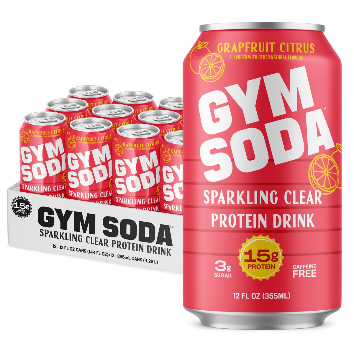 Gym Soda Sparkling Clear Protein Drink, 15g Protein, 12pk, Shirley Temple