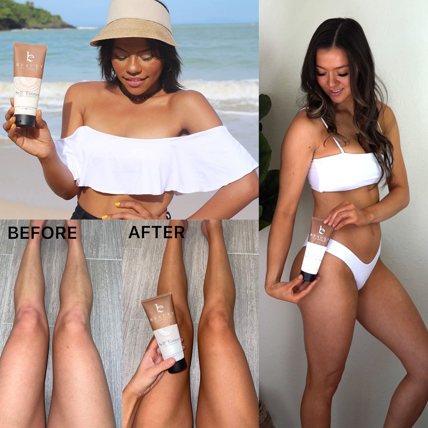 Self Tanner Face & Body - With Organic Aloe Vera & Shea Butter, Sunless Tanning Lotion, Bronzer Buildable Light, Medium or Dark Tan, Fake Tan Self Tanners Best Sellers, 7.5oz (body) 3oz (face)