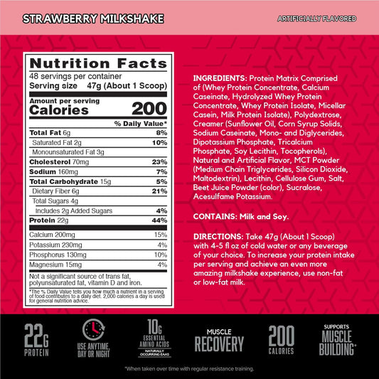 BSN SYNTHA-6 Premium Protein Powder, Strawberry Milkshake, 48 Servings
